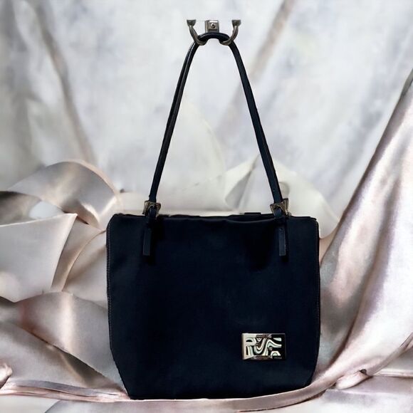 Fendi Navy Blue Canvas Tote Leather Straps AUTHENTIC Great condition Dust Bag - Picture 1 of 15